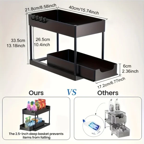 Space Saving 2 tier Pull Out. Black