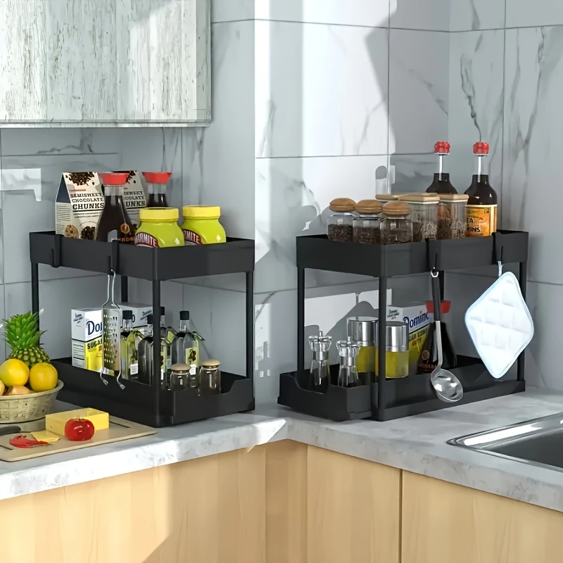 Space Saving 2 tier Pull Out. Black