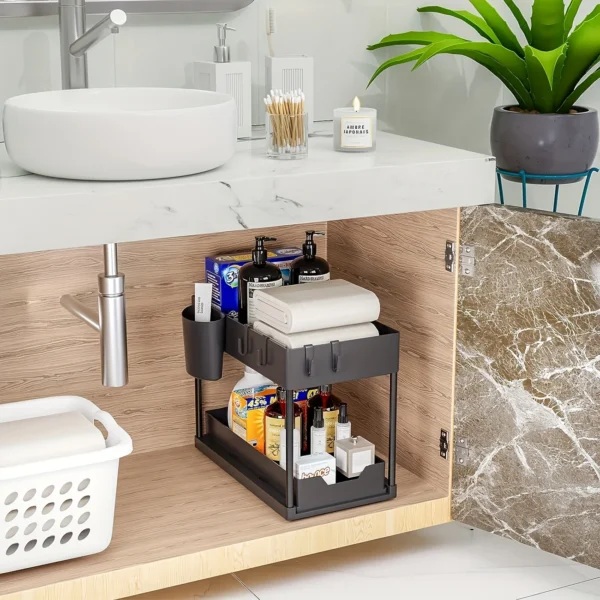 Space Saving 2 tier Pull Out. Black
