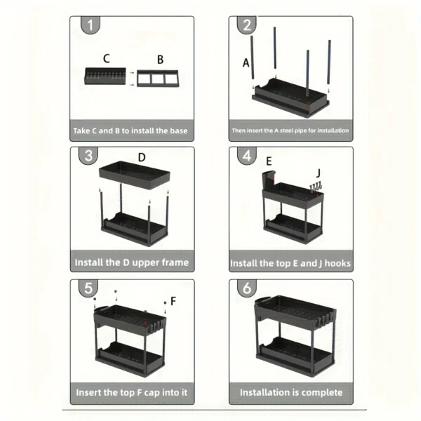 Space Saving 2 tier Pull Out. Black