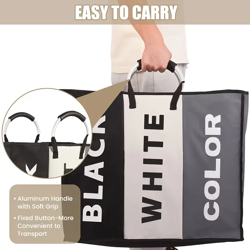 Portable Laundry Basket 3 Compartments