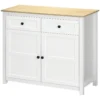 Sideboard, Modern Kitchen Storage Cabinet with Drawers and Adjustable Shelf, for Living Room and Entryway, White