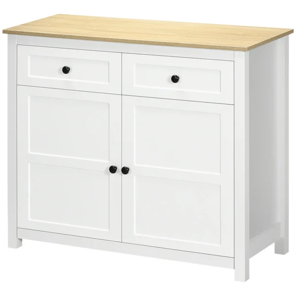 Sideboard, Modern Kitchen Storage Cabinet with Drawers and Adjustable Shelf, for Living Room and Entryway, White