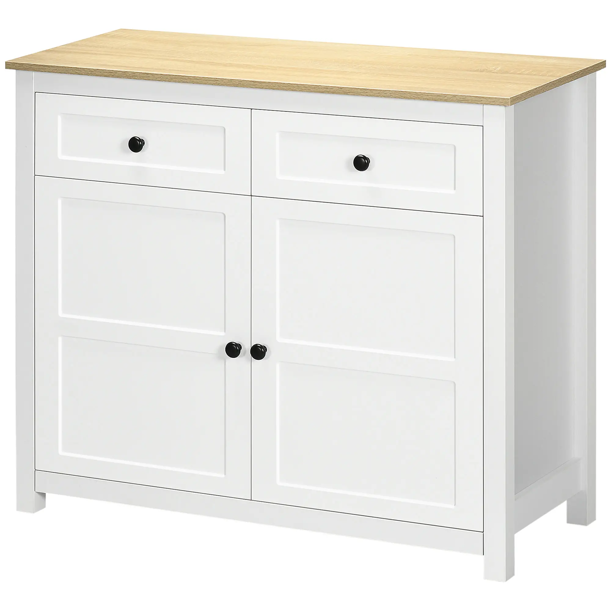 Sideboard, Modern Kitchen Storage Cabinet with Drawers and Adjustable Shelf, for Living Room and Entryway, White