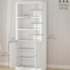 Kitchen Buffet with Hutch, Freestanding Cupboard, Pantry with 6-Tier Shelving, 2 Doors Cabinet with Adjustable Shelves, White, Wood Grain. 72"