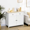 Sideboard, Modern Kitchen Storage Cabinet with Drawers and Adjustable Shelf, for Living Room and Entryway, White
