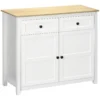 Sideboard, Modern Kitchen Storage Cabinet with Drawers and Adjustable Shelf, for Living Room and Entryway, White