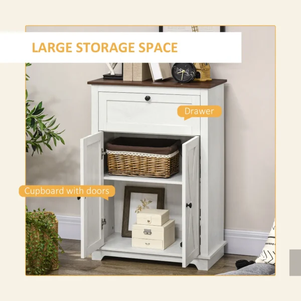 Farmhouse Sideboard Storage Cabinet with Doors and Drawer for Kitchen, Living room, 23.6" x 11.8" x 34.4", White