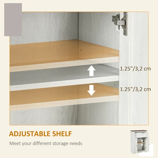Farmhouse Sideboard Storage Cabinet with Doors and Drawer for Kitchen, Living room, 23.6" x 11.8" x 34.4", White