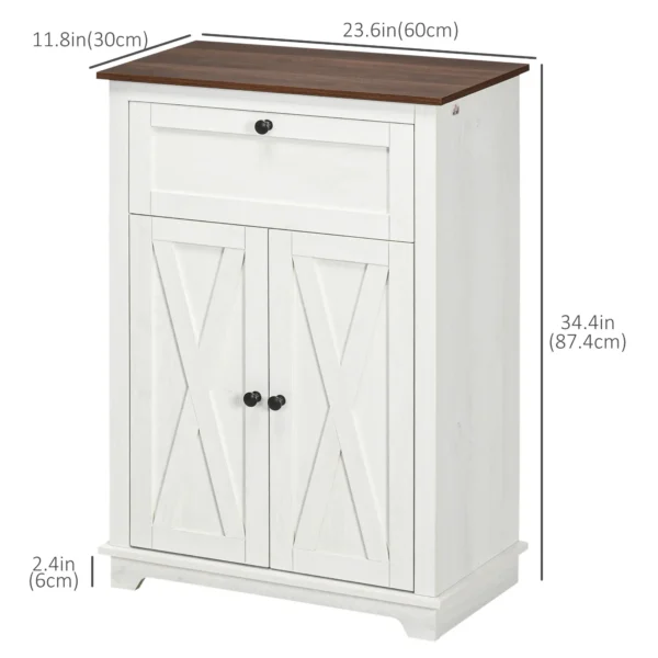 Farmhouse Sideboard Storage Cabinet with Doors and Drawer for Kitchen, Living room, 23.6" x 11.8" x 34.4", White