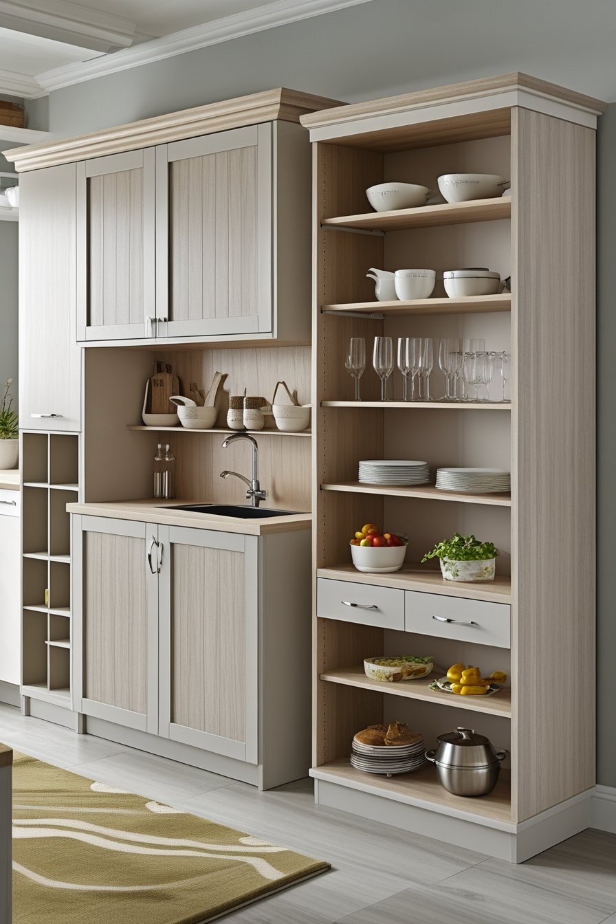 Leonardo_Phoenix_10_Kitchen_sideboard_with_hutch_freestanding_1 Coat Rack Shoe Bench, Hall Tree with Bench and Shoe Storage, Entryway Bench with 4 Hooks, 2 Drawers, 2 Shelves, Black
