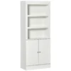 Kitchen Buffet with Hutch, Freestanding Cupboard, Pantry with 6-Tier Shelving, 2 Doors Cabinet with Adjustable Shelves, White, Wood Grain. 72"