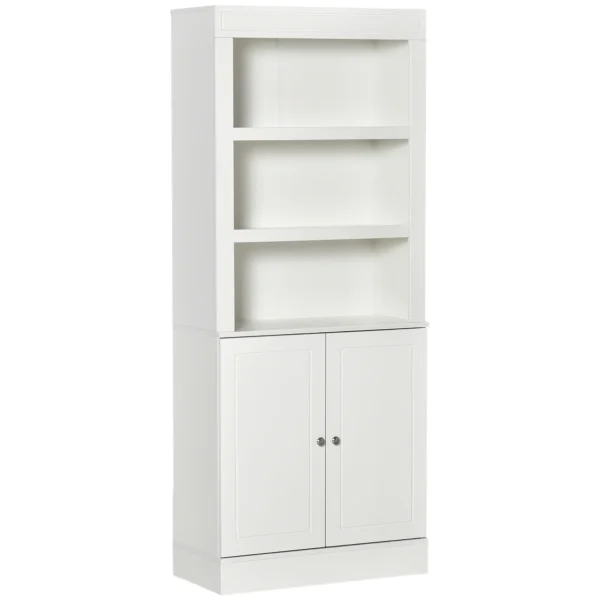 Kitchen Buffet with Hutch, Freestanding Cupboard, Pantry with 6-Tier Shelving, 2 Doors Cabinet with Adjustable Shelves, White, Wood Grain. 72"