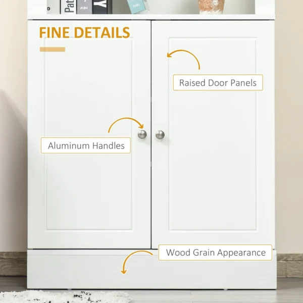 Kitchen Buffet with Hutch, Freestanding Cupboard, Pantry with 6-Tier Shelving, 2 Doors Cabinet with Adjustable Shelves, White, Wood Grain. 72"