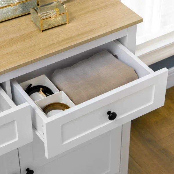 Sideboard, Modern Kitchen Storage Cabinet with Drawers and Adjustable Shelf, for Living Room and Entryway, White