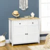 Sideboard, Modern Kitchen Storage Cabinet with Drawers and Adjustable Shelf, for Living Room and Entryway, White
