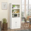 Kitchen Buffet with Hutch, Freestanding Cupboard, Pantry with 6-Tier Shelving, 2 Doors Cabinet with Adjustable Shelves, White, Wood Grain. 72"