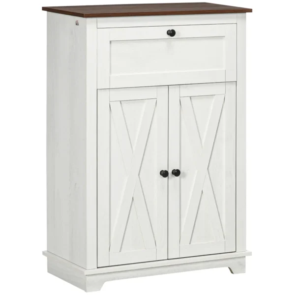 Farmhouse Sideboard Storage Cabinet with Doors and Drawer for Kitchen, Living room, 23.6" x 11.8" x 34.4", White