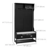 Coat Rack Shoe Bench, Hall Tree with Bench and Shoe Storage, Entryway Bench with 4 Hooks, 2 Drawers, 2 Shelves, Black